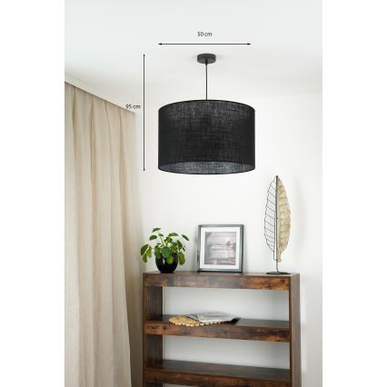 Brilagi - Ljuskrona med textilsladd TUBES ROLLER 1xE27/15W/230V diameter 50 cm svart