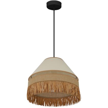 Brilagi - Ljuskrona med textilsladd WINNETOU AVIGNION 1xE27/15W/230V diameter 35 cm brun/grädde