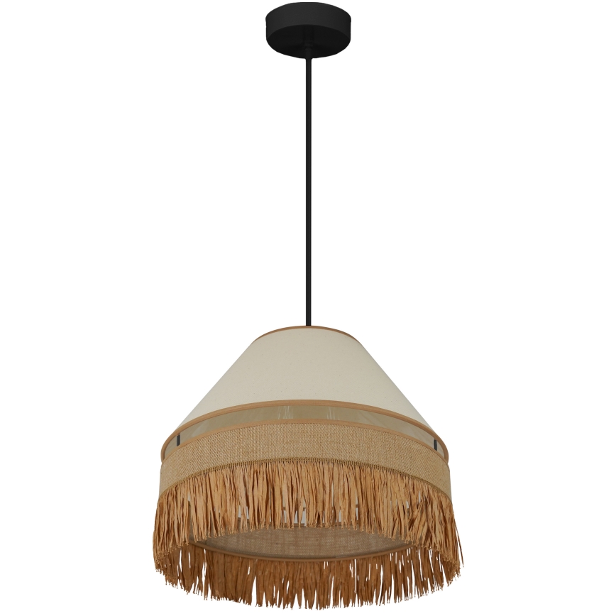 Brilagi - Ljuskrona med textilsladd WINNETOU AVIGNION 1xE27/15W/230V diameter 35 cm brun/grädde