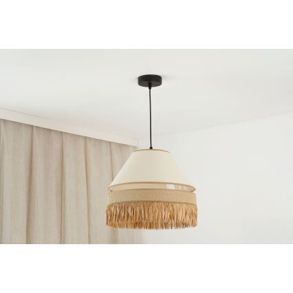Brilagi - Ljuskrona med textilsladd WINNETOU AVIGNION 1xE27/15W/230V diameter 35 cm brun/grädde
