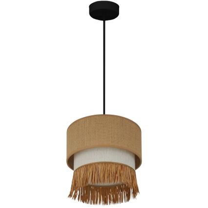 Brilagi - Ljuskrona med textilsladd WINNETOU BOHO 1xE27/15W/230V diameter 25 cm brun/grädde