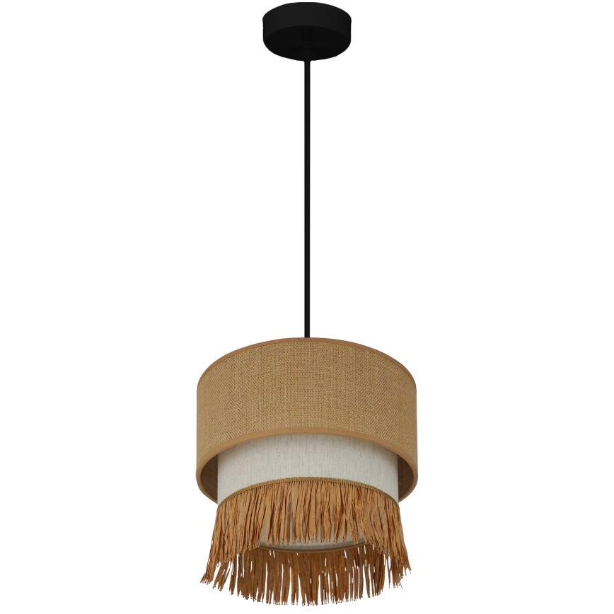 Brilagi - Ljuskrona med textilsladd WINNETOU BOHO 1xE27/15W/230V diameter 25 cm brun/grädde