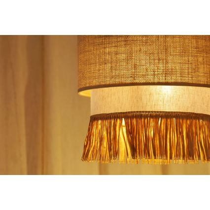 Brilagi - Ljuskrona med textilsladd WINNETOU BOHO 1xE27/15W/230V diameter 25 cm brun/grädde