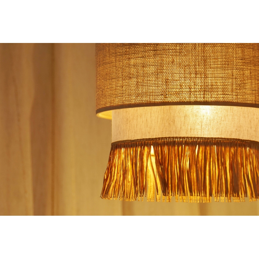 Brilagi - Ljuskrona med textilsladd WINNETOU BOHO 1xE27/15W/230V diameter 25 cm brun/grädde