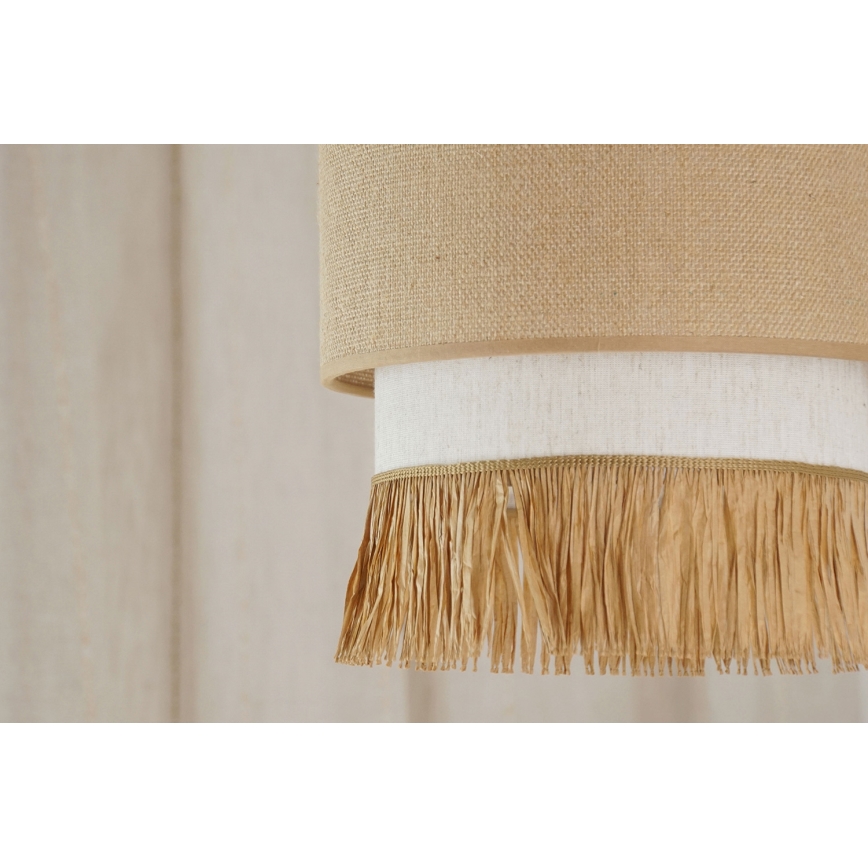 Brilagi - Ljuskrona med textilsladd WINNETOU BOHO 1xE27/15W/230V diameter 25 cm brun/grädde