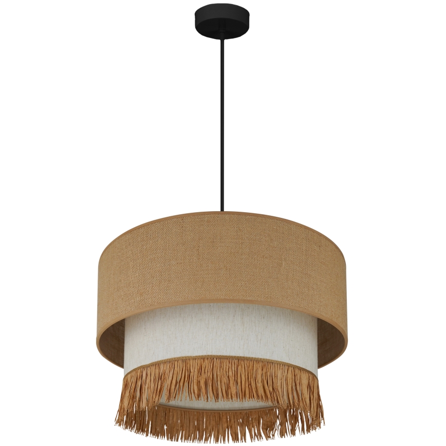 Brilagi - Ljuskrona med textilsladd WINNETOU BOHO 1xE27/15W/230V diameter 45 cm brun/grädde
