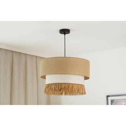 Brilagi - Ljuskrona med textilsladd WINNETOU BOHO 1xE27/15W/230V diameter 45 cm brun/grädde