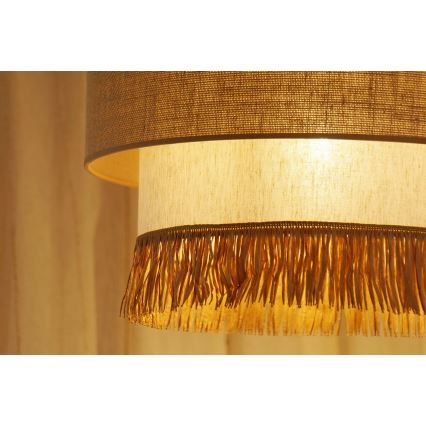 Brilagi - Ljuskrona med textilsladd WINNETOU BOHO 1xE27/15W/230V diameter 45 cm brun/grädde