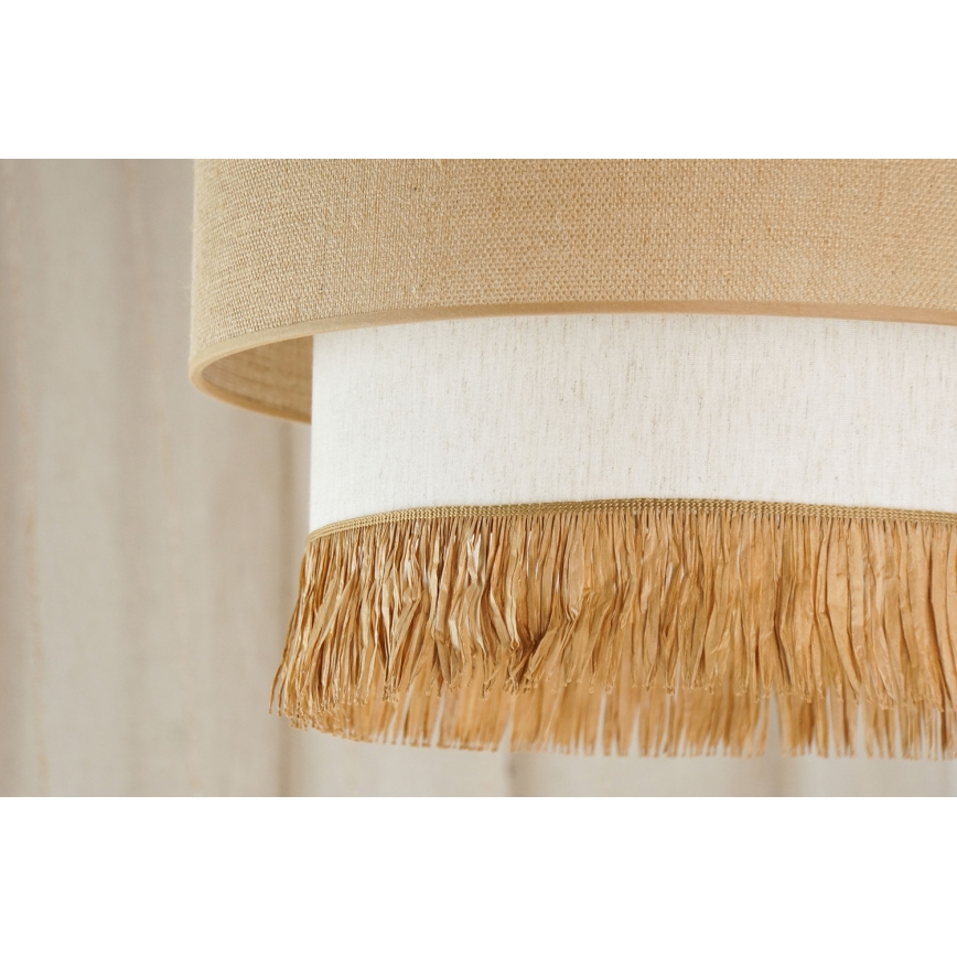 Brilagi - Ljuskrona med textilsladd WINNETOU BOHO 1xE27/15W/230V diameter 45 cm brun/grädde