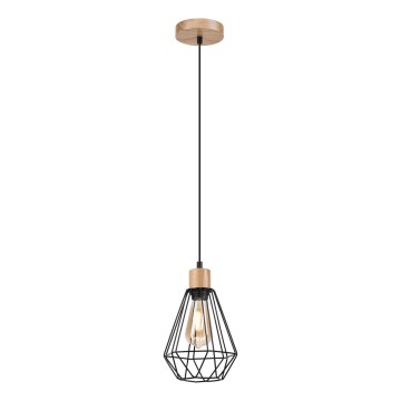 Brilagi - Ljuskrona med textilsladd WOODY BASKET 1xE27/60W/230V ek