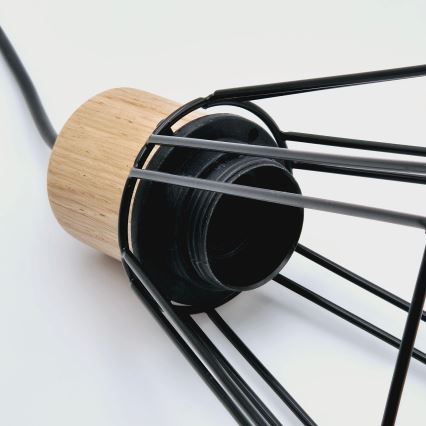Brilagi - Ljuskrona med textilsladd WOODY BASKET 1xE27/60W/230V ek