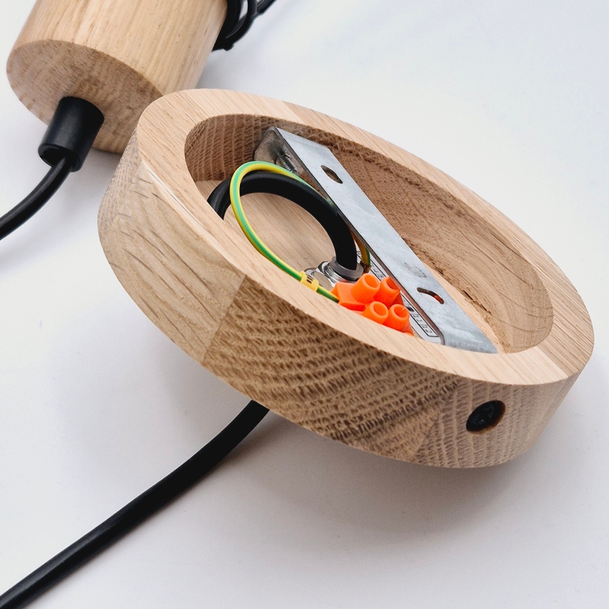 Brilagi - Ljuskrona med textilsladd WOODY BASKET 1xE27/60W/230V ek