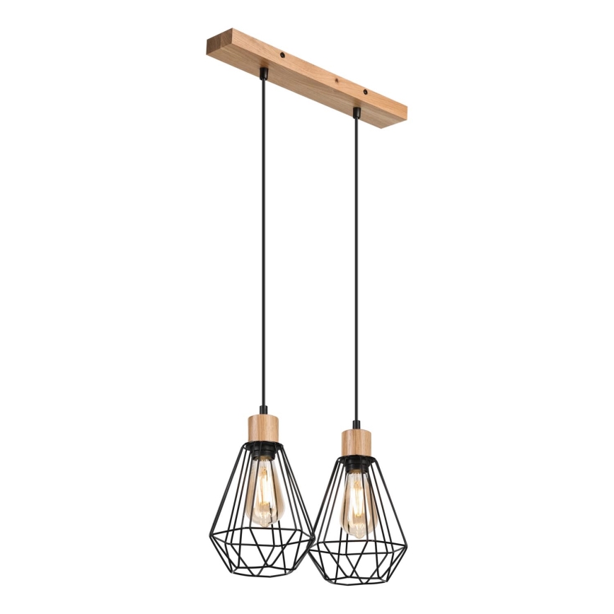 Brilagi - Ljuskrona med textilsladd WOODY BASKET 2xE27/60W/230V ek