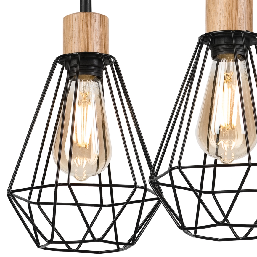 Brilagi - Ljuskrona med textilsladd WOODY BASKET 2xE27/60W/230V ek