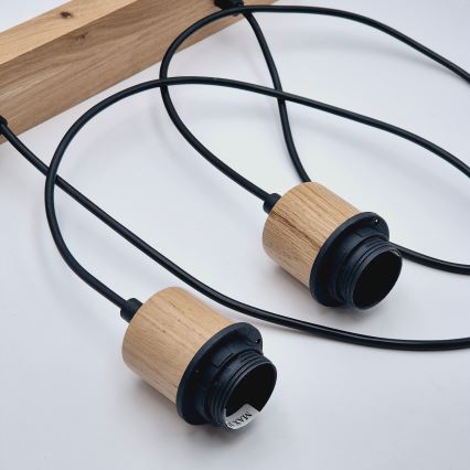 Brilagi - Ljuskrona med textilsladd WOODY BASKET 2xE27/60W/230V ek
