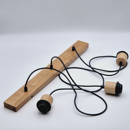 Brilagi - Ljuskrona med textilsladd WOODY BASKET 3xE27/60W/230V ek