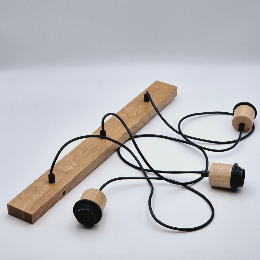 Brilagi - Ljuskrona med textilsladd WOODY BASKET 3xE27/60W/230V ek