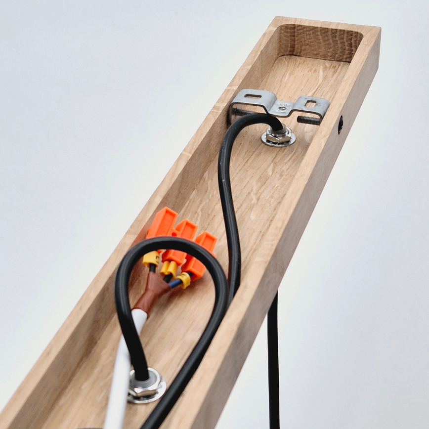 Brilagi - Ljuskrona med textilsladd WOODY BASKET 3xE27/60W/230V ek