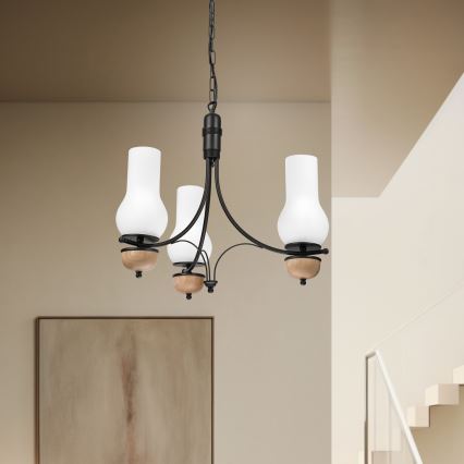 Brilagi - Ljuskrona på kedja COTTAGE 3xE14/40W/230V bok/vit