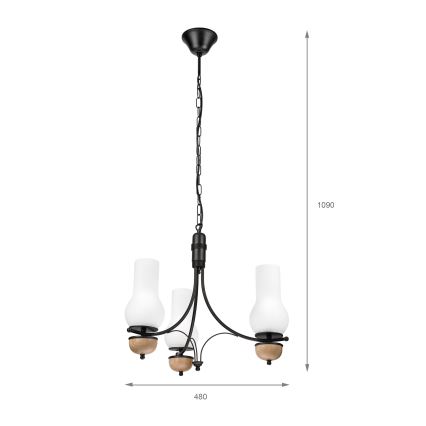 Brilagi - Ljuskrona på kedja COTTAGE 3xE14/40W/230V bok/vit