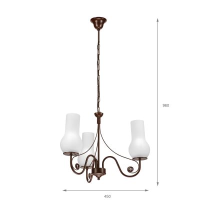 Brilagi - Ljuskrona på kedja COTTAGE 3xE14/40W/230V brun/vit