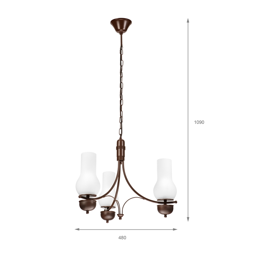 Brilagi - Ljuskrona på kedja COTTAGE 3xE14/40W/230V ek/vit