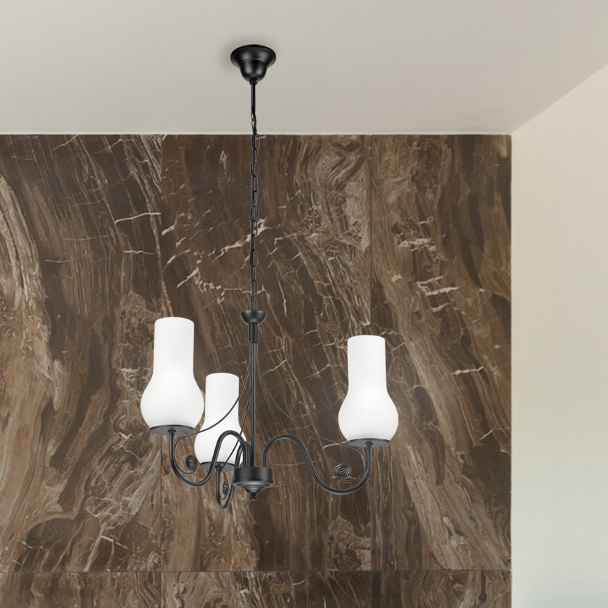 Brilagi - Ljuskrona på kedja COTTAGE 3xE14/40W/230V svart/vit