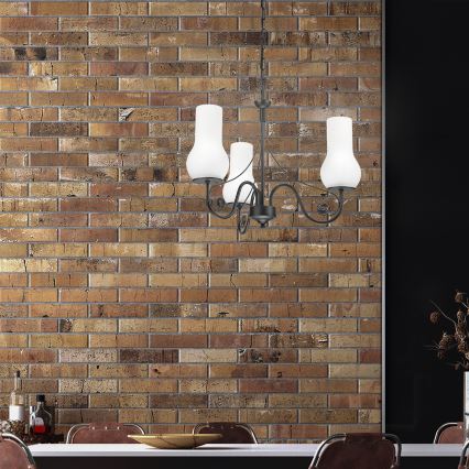 Brilagi - Ljuskrona på kedja COTTAGE 3xE14/40W/230V svart/vit