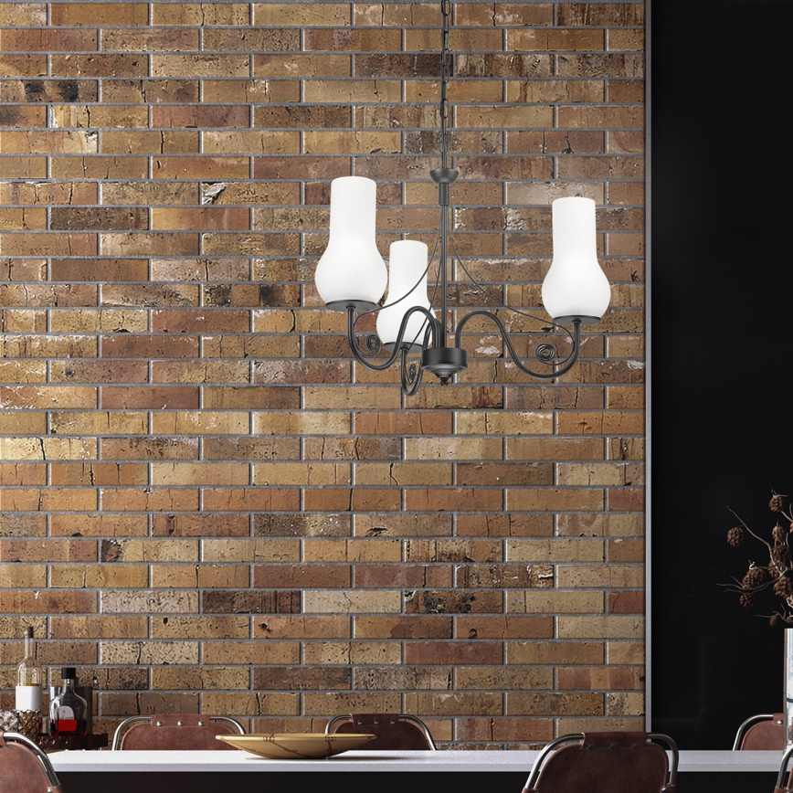 Brilagi - Ljuskrona på kedja COTTAGE 3xE14/40W/230V svart/vit