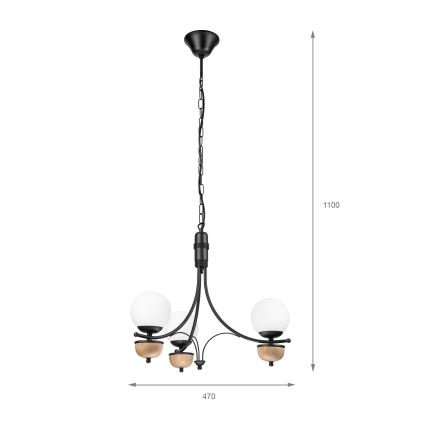 Brilagi - Ljuskrona på kedja COTTAGE 3xG9/40W/230V bok/vit