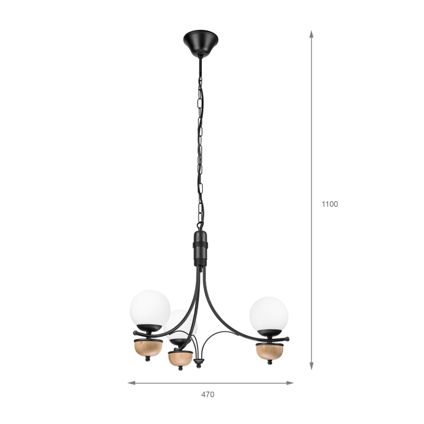 Brilagi - Ljuskrona på kedja COTTAGE 3xG9/40W/230V bok/vit