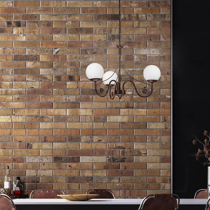 Brilagi - Ljuskrona på kedja COTTAGE 3xG9/40W/230V brun/vit
