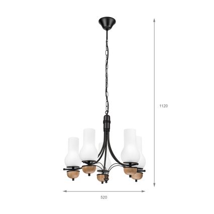 Brilagi - Ljuskrona på kedja COTTAGE 5xE14/40W/230V bok/vit
