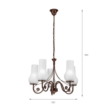 Brilagi - Ljuskrona på kedja COTTAGE 5xE14/40W/230V brun/vit