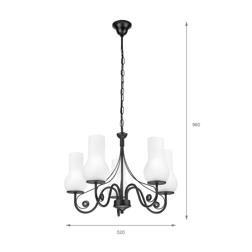 Brilagi - Ljuskrona på kedja COTTAGE 5xE14/40W/230V svart/vit