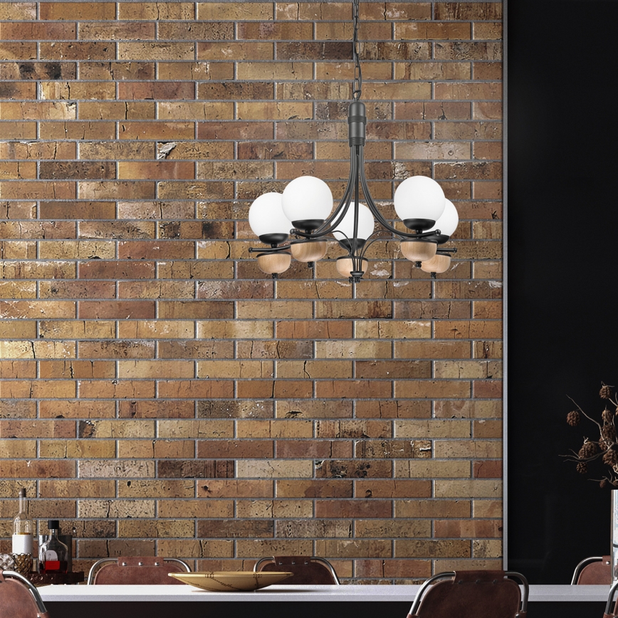Brilagi - Ljuskrona på kedja COTTAGE 5xG9/40W/230V bok/vit