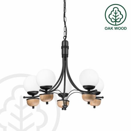 Brilagi - Ljuskrona på kedja COTTAGE 5xG9/40W/230V bok/vit