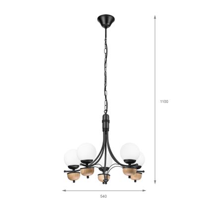 Brilagi - Ljuskrona på kedja COTTAGE 5xG9/40W/230V bok/vit