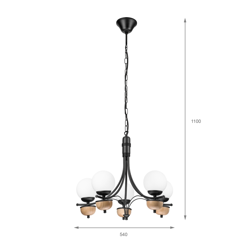 Brilagi - Ljuskrona på kedja COTTAGE 5xG9/40W/230V bok/vit