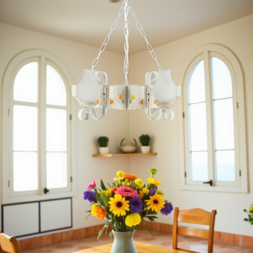 Brilagi - Ljuskrona på kedja QUEEN 4xE14/40W/230V bok/krämvit