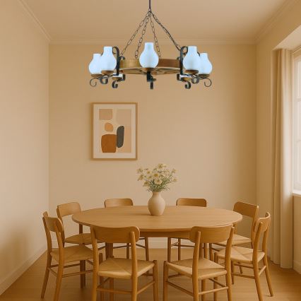 Brilagi - Ljuskrona på kedja ROATA 8xE14/40W/230V bok