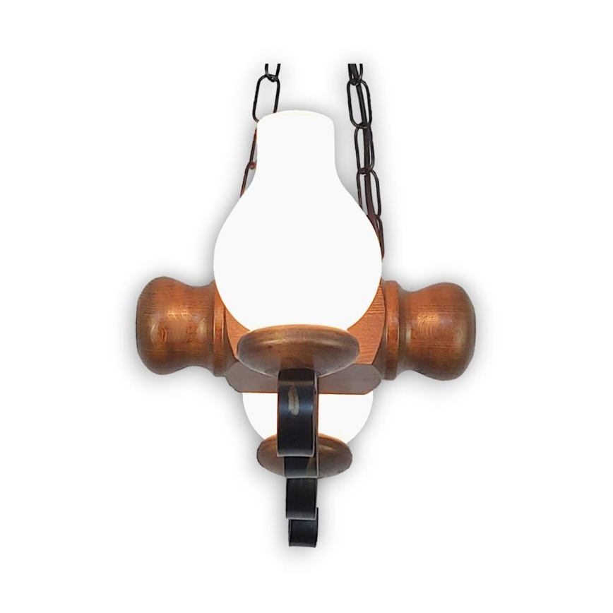 Brilagi - Ljuskrona på kedja RUSTIC 2xE14/40W/230V bok/valnöt