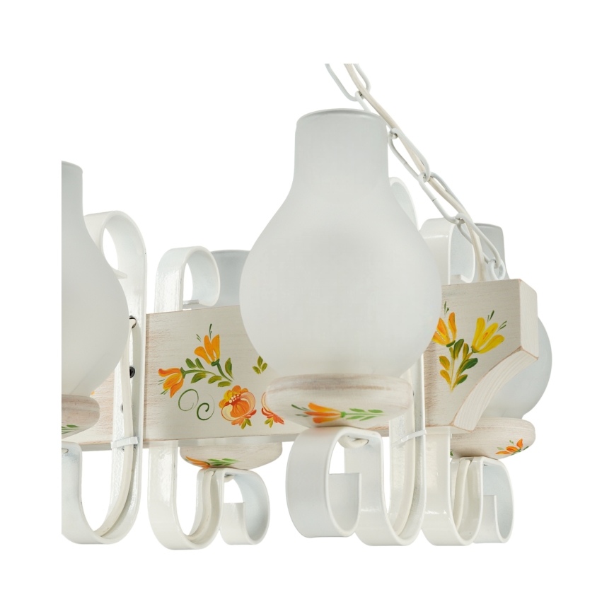 Brilagi - Ljuskrona QUEEN, kedjeupphängd, 3xE14/40W/230V, bok/krämvit