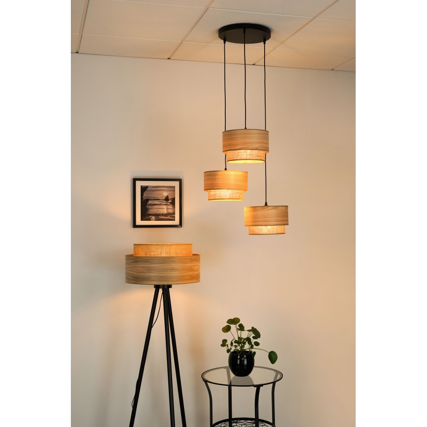 Brilagi - Taklampa MONTANA BOHO 3xE27/15W/230V brun/svart