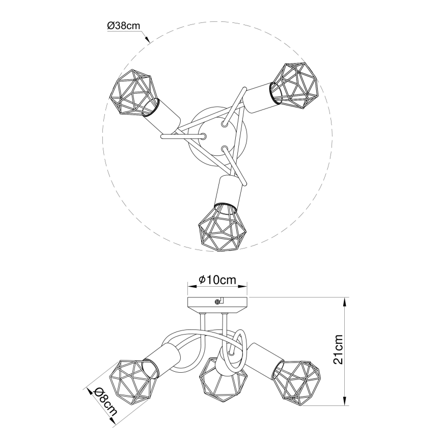 Brilagi - Plafondlampa CAGE 3xE14/40W/230V