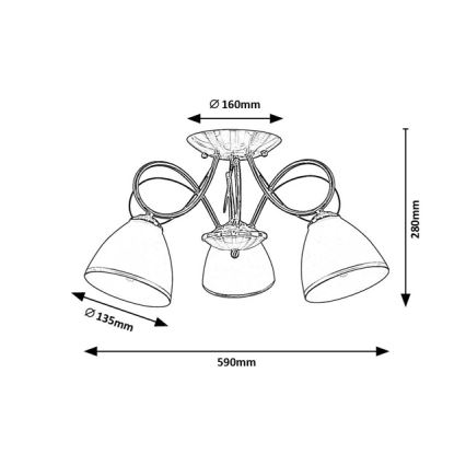 Brilagi - Plafondlampa FRED 3xE27/60W/230V Ø59 cm brons