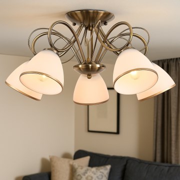 Brilagi - Plafondlampa FRED 5xE27/60W/230V Ø 59 cm, bronsfärgad