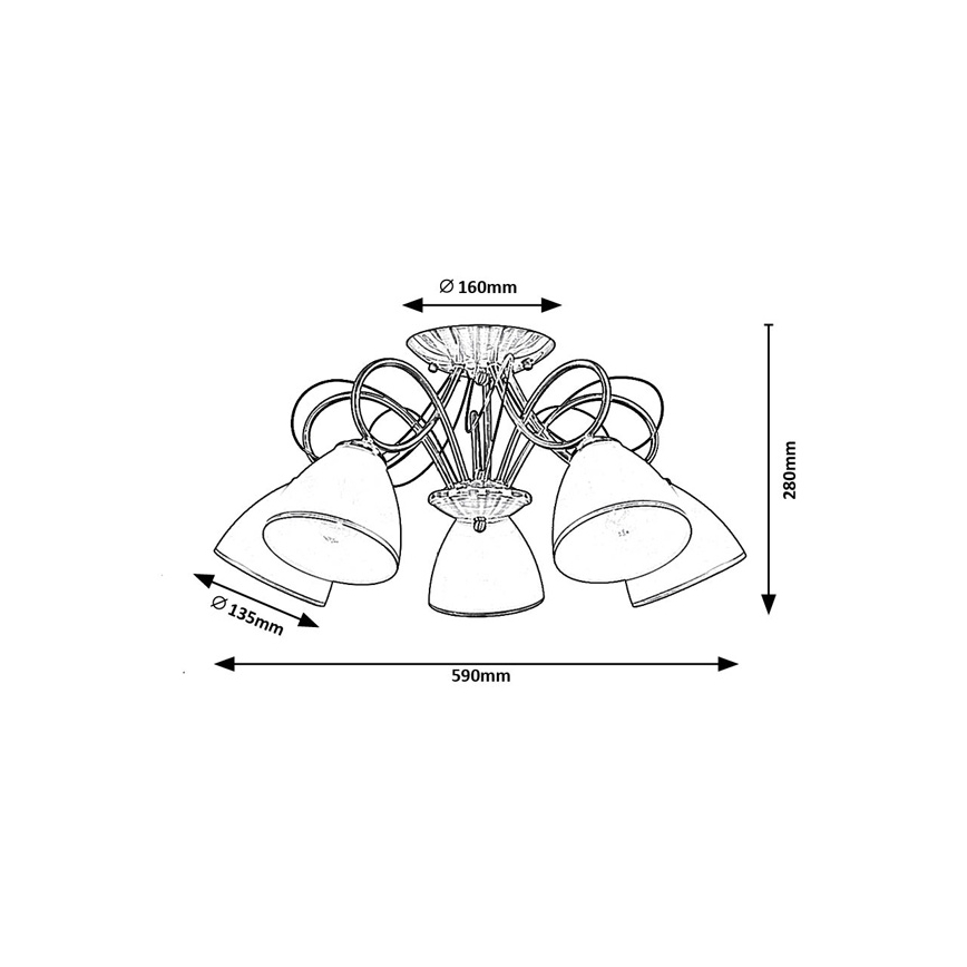 Brilagi - Plafondlampa FRED 5xE27/60W/230V Ø 59 cm, bronsfärgad
