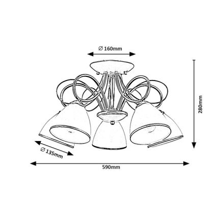 Brilagi - Plafondlampa FRED 5xE27/60W/230V Ø59 cm guld