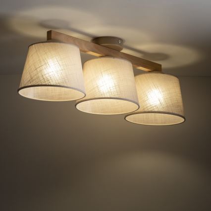 Brilagi - Plafondlampa LATTE SABIA 3xE27/60W/230V furu/beige